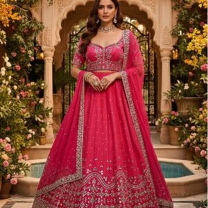 Ruby Mirror Work Lehenga